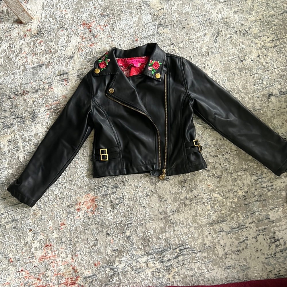 Betsey Johnson girls faux leather jacket.